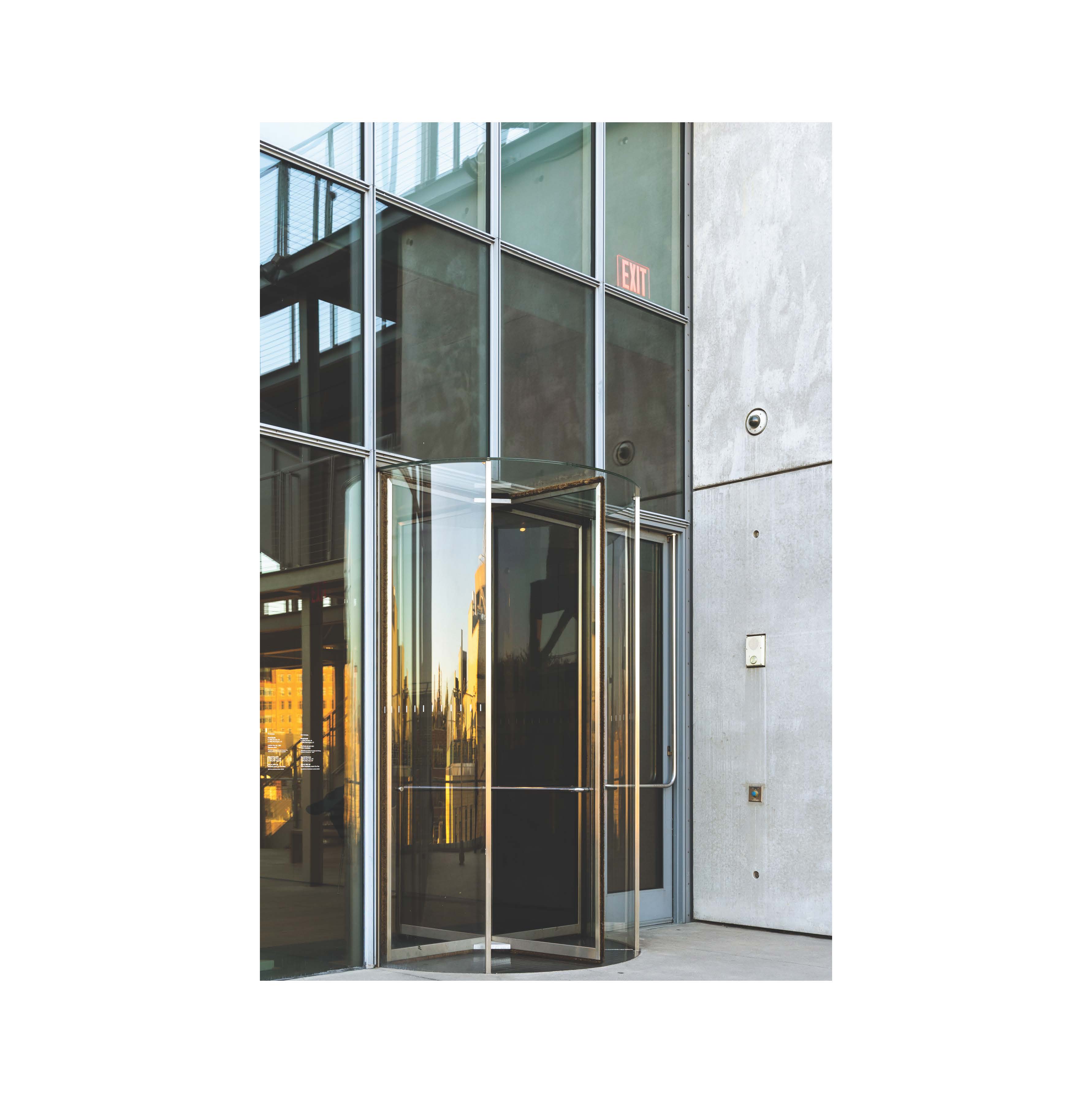Sunlight reflected in a glass entrance